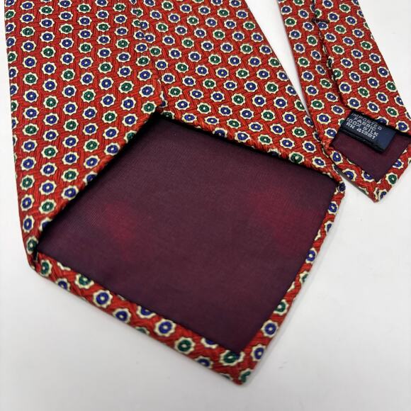 Polo Ralph Lauren Red Blue Green Patterned Made in USA 56"x4" Silk Tie - Picture 6 of 6